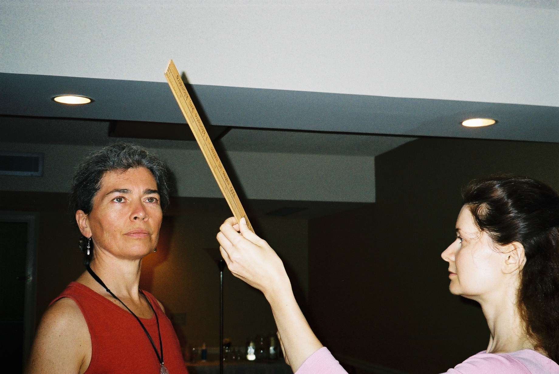 connie and karen with yard stick